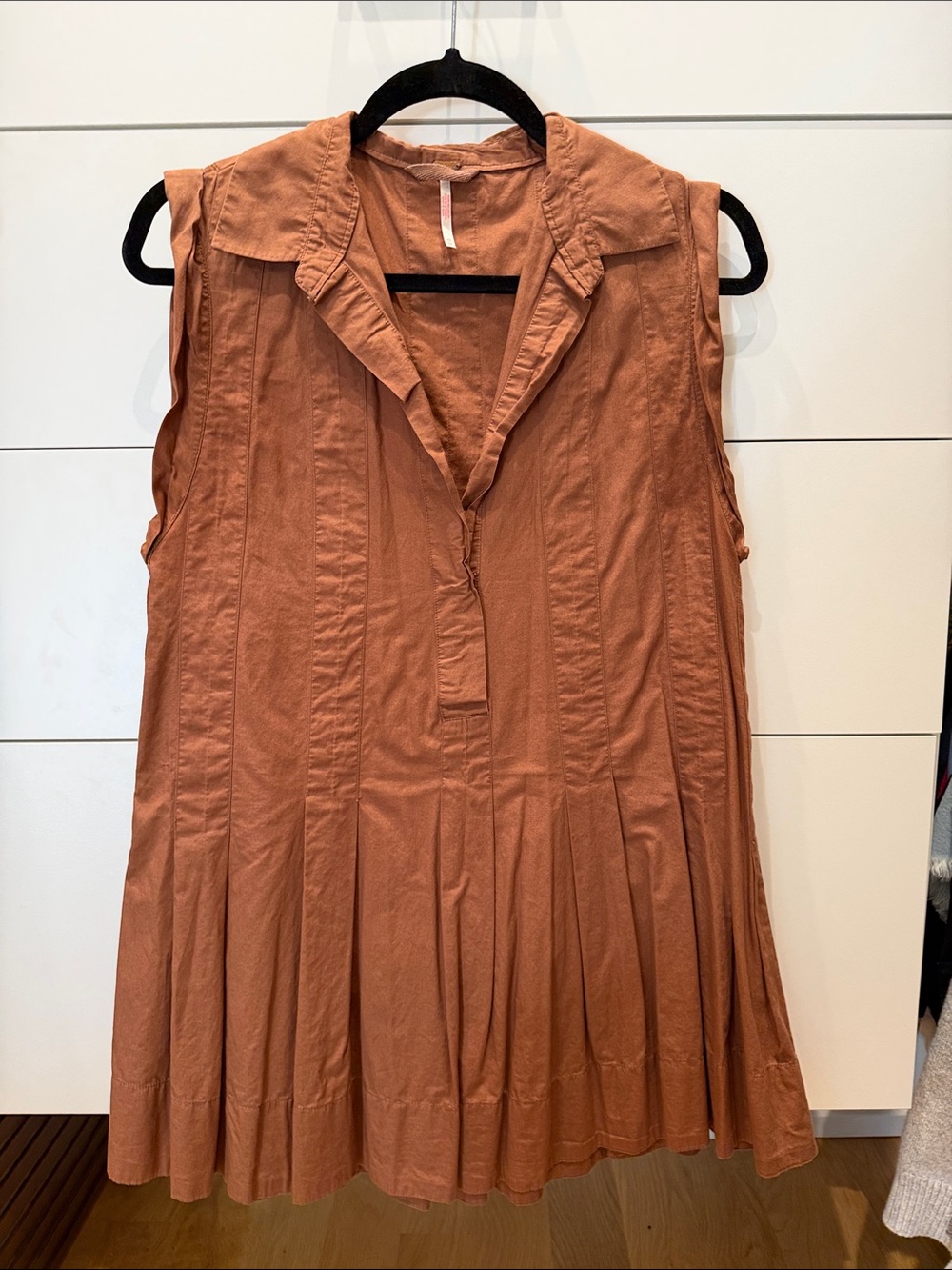 Free People Rust Orange Sleeveless Pleated Mini Dress